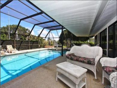 Furnished patio by the pool